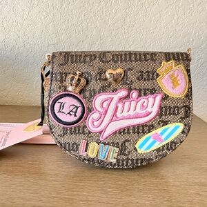 Juicy Couture Brown logo mini Crossbody Bag with Patches